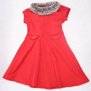 Hope & Henry Girls' Ponte Dress with Faux Fur Collar - NWOT